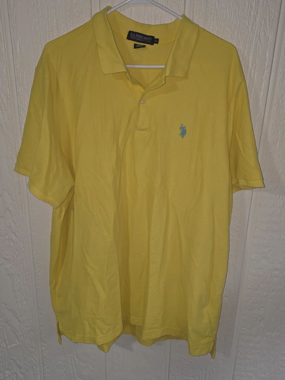 Men's U.S. Polo Assn. Yellow Short-Sleeve Polo with Teal Logo, Size 3XL
